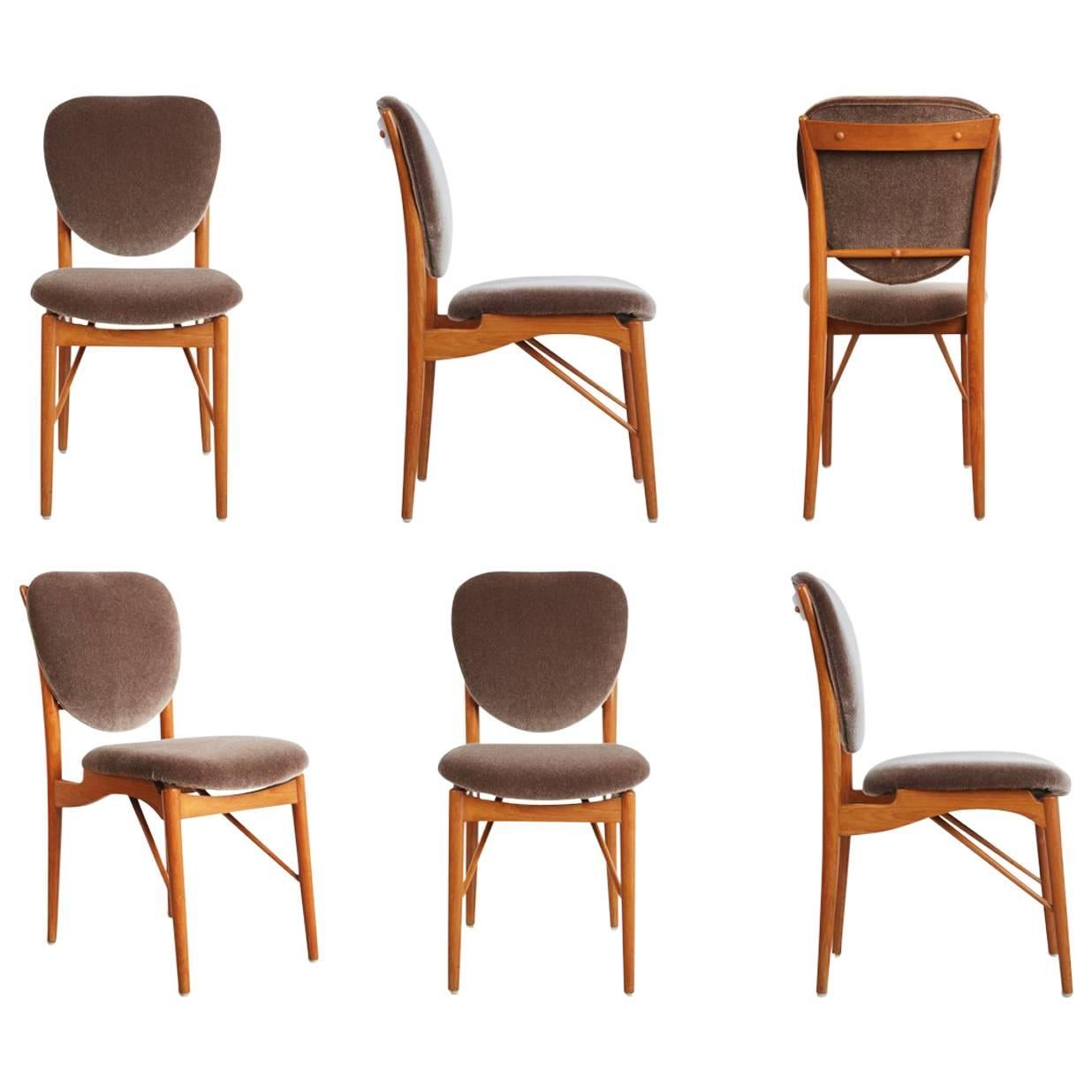 Finn Juhl for Bovirke Attributed Set of Six Teak Dining Chairs, circa 1960