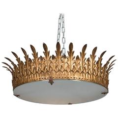 Spanish Gilt Metal Crown Ceiling Fixture