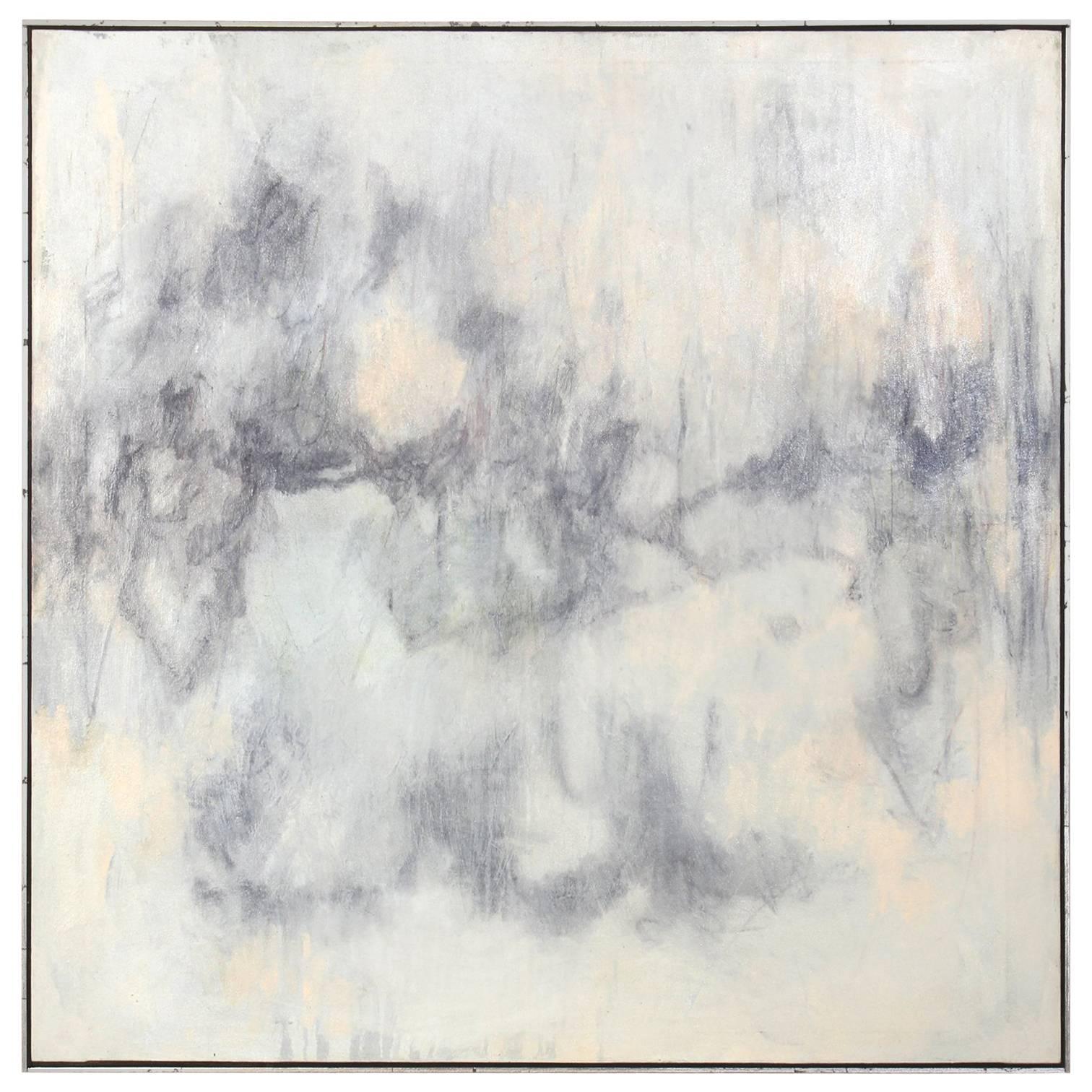 Large Abstract Painting in Blues and Grays