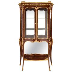 French 19th Century Louis XV St. Kingwood and Ormolu Vitrine, Signed F. Linke