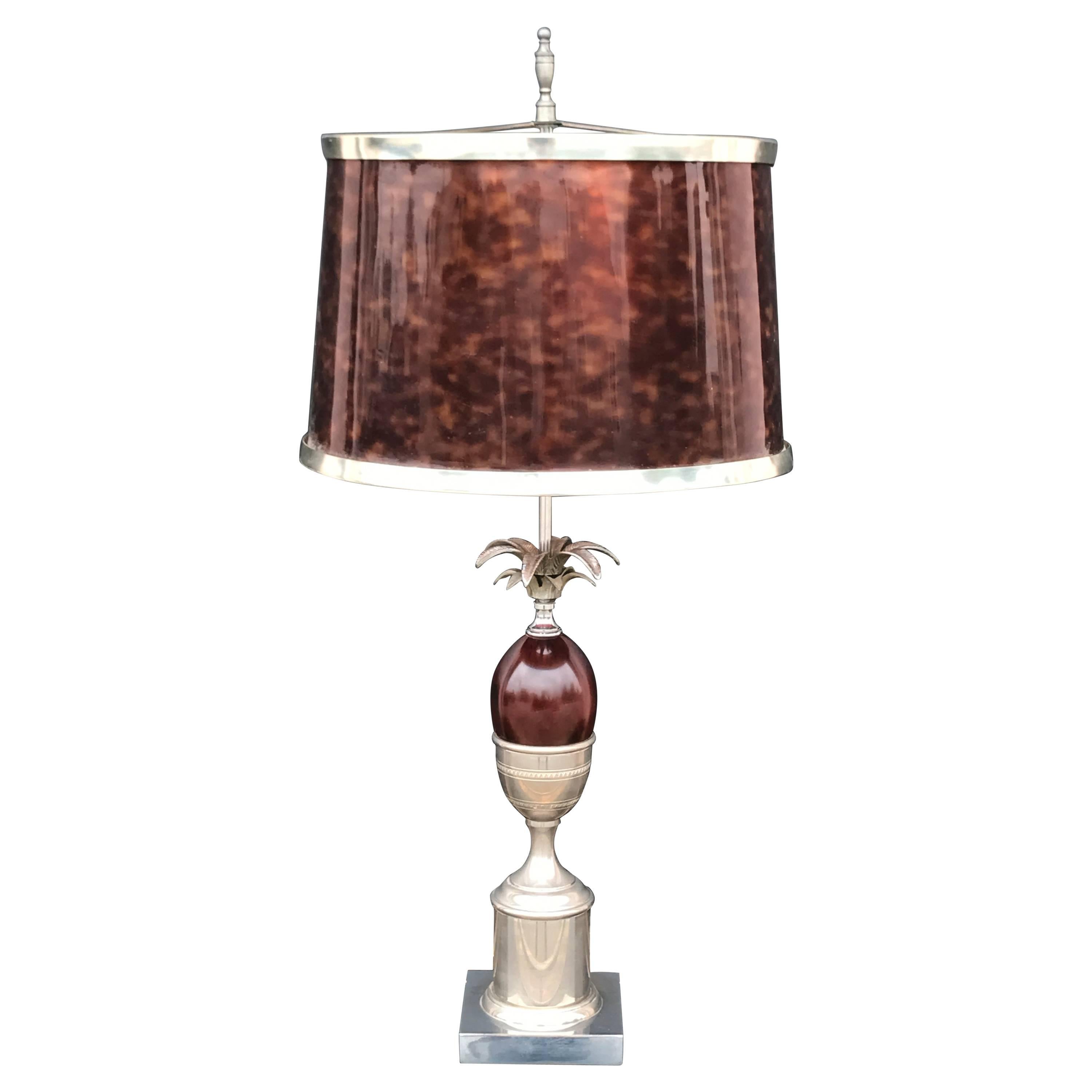 Pineapple Lamp Style of Maison Charles in Faux Tortoise Shell