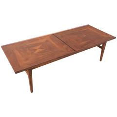 Vintage Mid-Century Modern Book Matched Walnut Coffee Table
