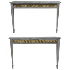 Wall Mounted Consoles with Greek Key Fronts