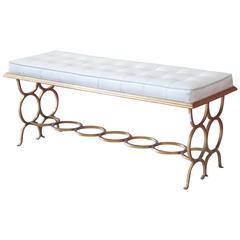 Modern Design Tufted and Gilt Bench 1