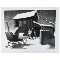 Lithographie de Grant Wood:: après-midi de décembre 1940