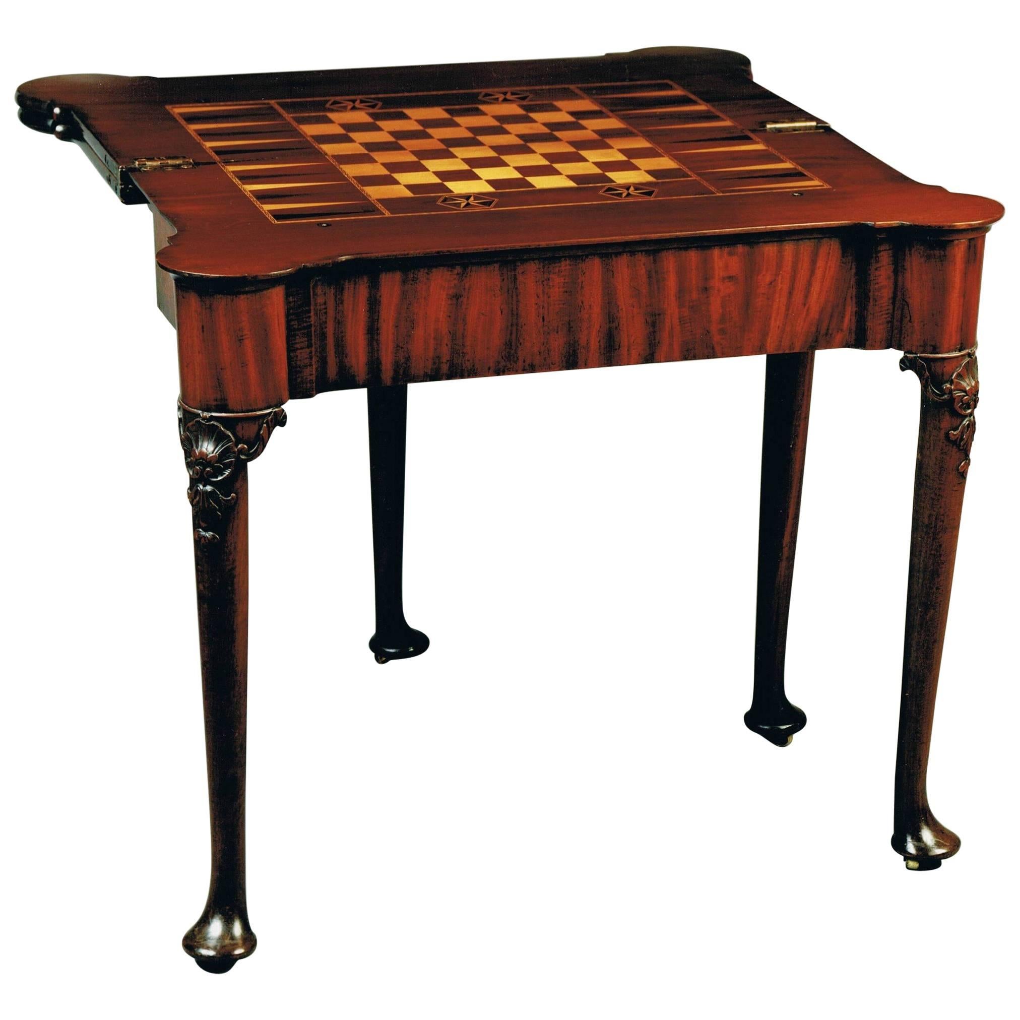 Antique English 18th Century George II Mahogany Two Tier Card Table For Sale