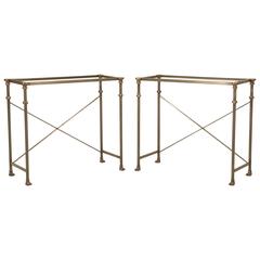Matched Pair of Stainless Steel and Solid Bronze Console Tables 5