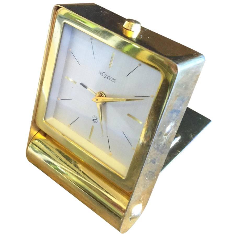 Vintage Brass Travel Alarm Clock by Jaeger-Coultre