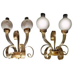 Fantastic Pair of Sconces "Reticello" by Seguso, Murano, 1950s 12