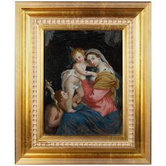 18th Century German School Reverse Glass Painting Virgin with Child, circa 1780 6