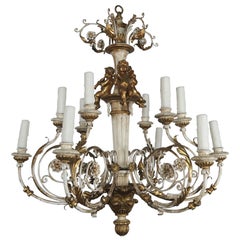 Vintage Italian Twelve-Light Rococo Style Cherub Chandelier