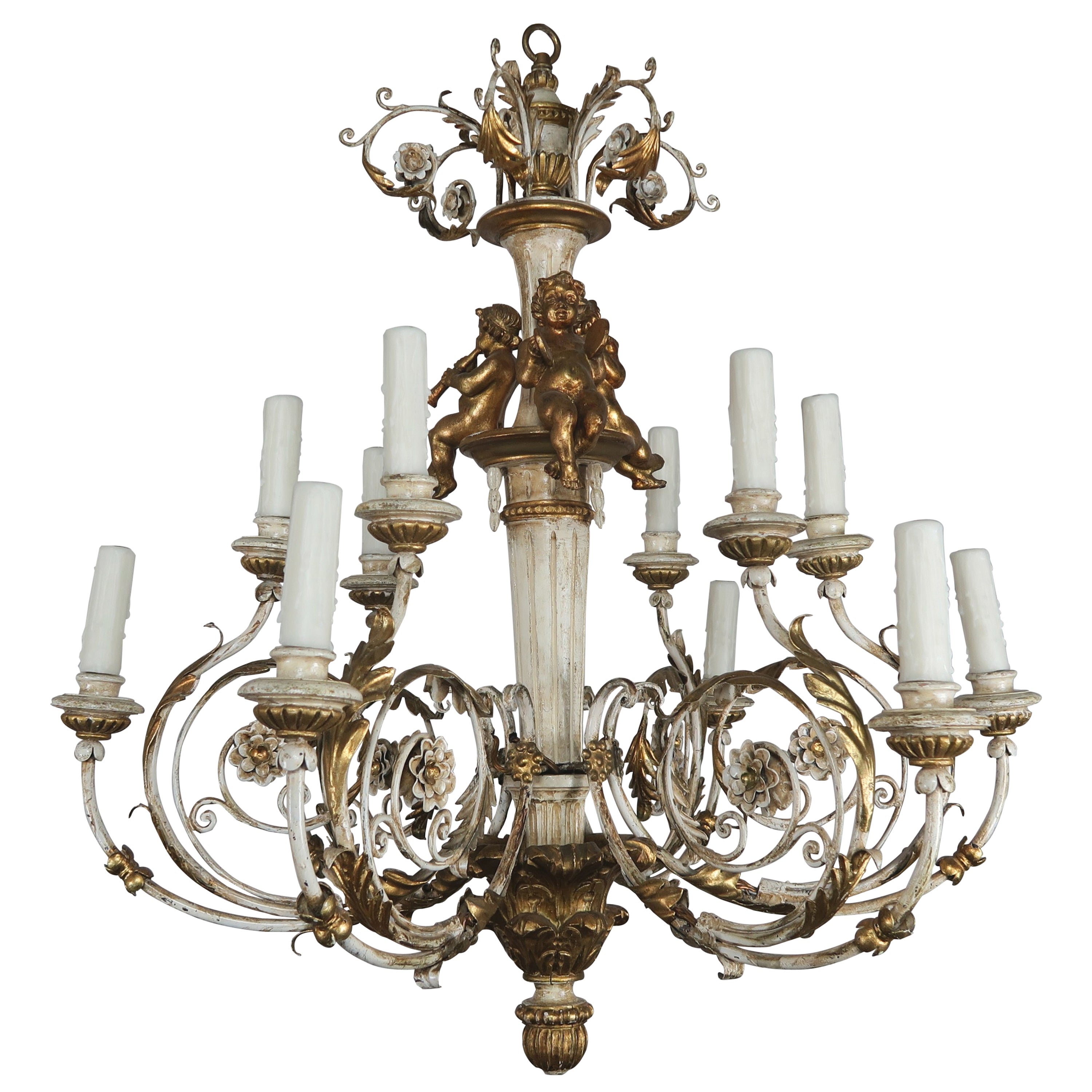 Italian Twelve Light Rococo Style Cherub Chandelier For At 1stdibs