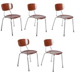 Retro Set of Five Stockable Mid-Century Chairs