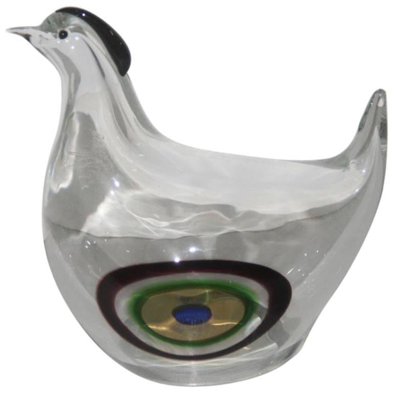 Sculpture d'oiseau en verre d'art de Murano de Murrina, 1960