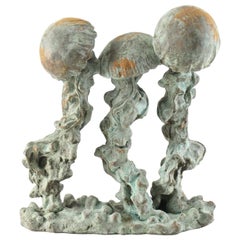 Cast Stone and Bronze Jellyfish Sculpture by Listed Artist Attila Tivadar