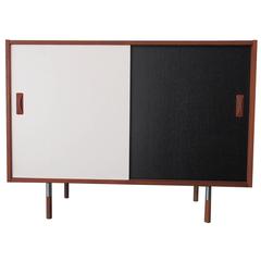 Small Black and White Front Teak Sideboard by Clausen & Son