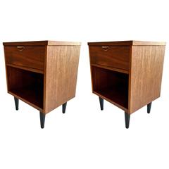 Pair of American Mid-Century Walnut and Brass and Black Lacquer Legs