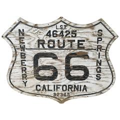 Hand-Painted Folk Art Route 66 Sign