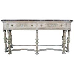 Louis XVI Style French Painted Sideboard with Marble Top