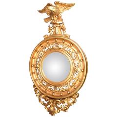 Regency Style Gilt Convex Mirror Glass Mirrors Eagle
