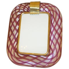 Venini 1970 Vintage Purple Blue Fuchsia Copper Gold Murano Glass Picture Frame