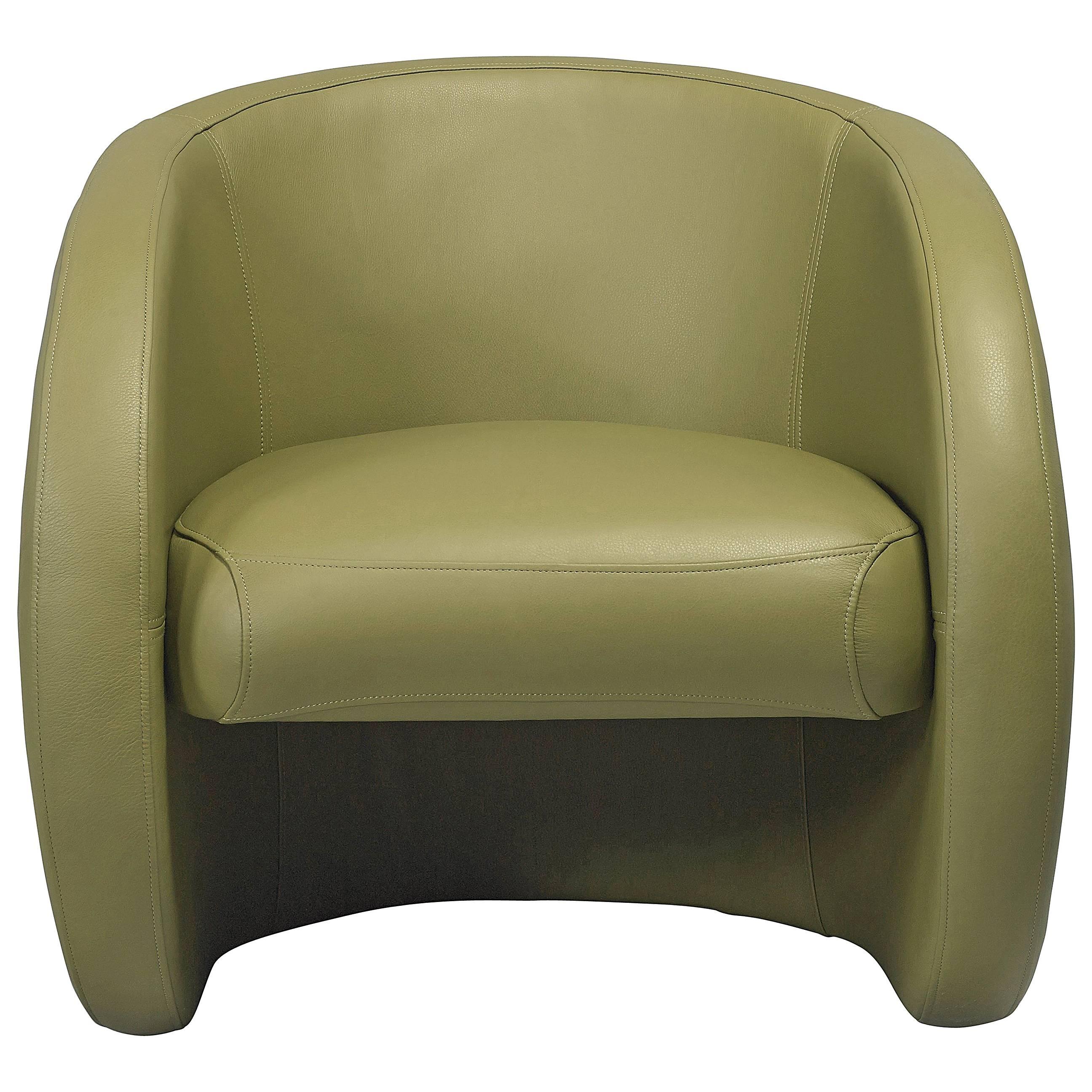 European Modern Organic Olive Leather Armchair For Sale