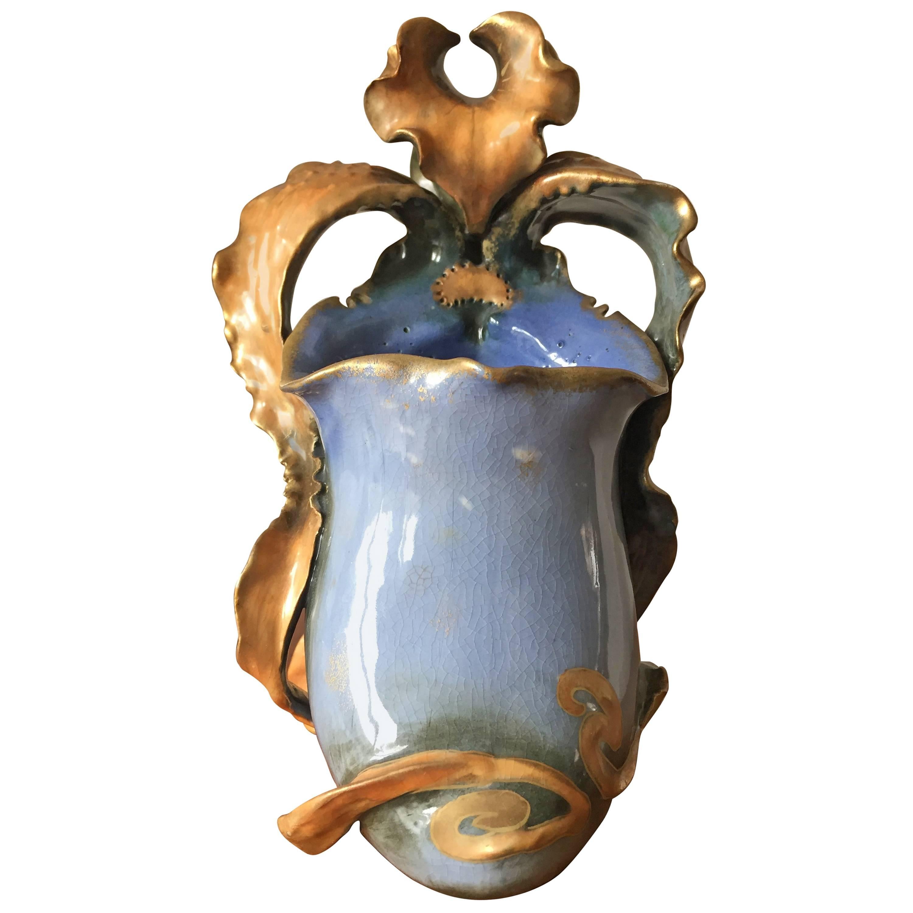 Paul Dachsel Amphora Earthenware Art Nouveau Orchid Vase Hand-Painted For Sale