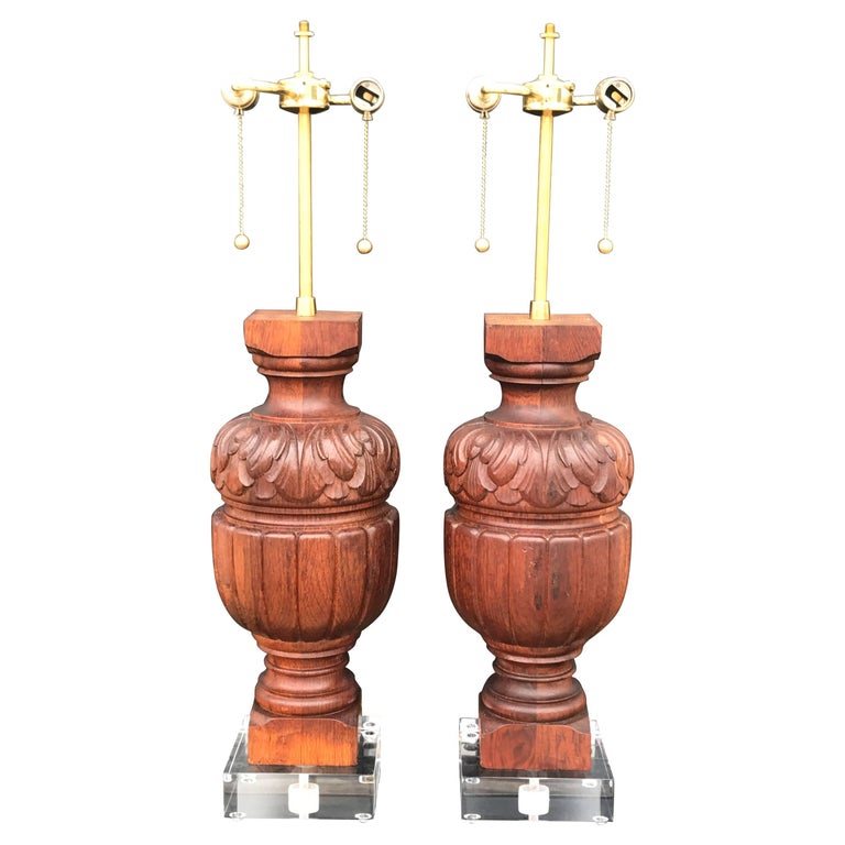 Pair of Architectural Baluster Fragments Mounted as Lamps For Sale