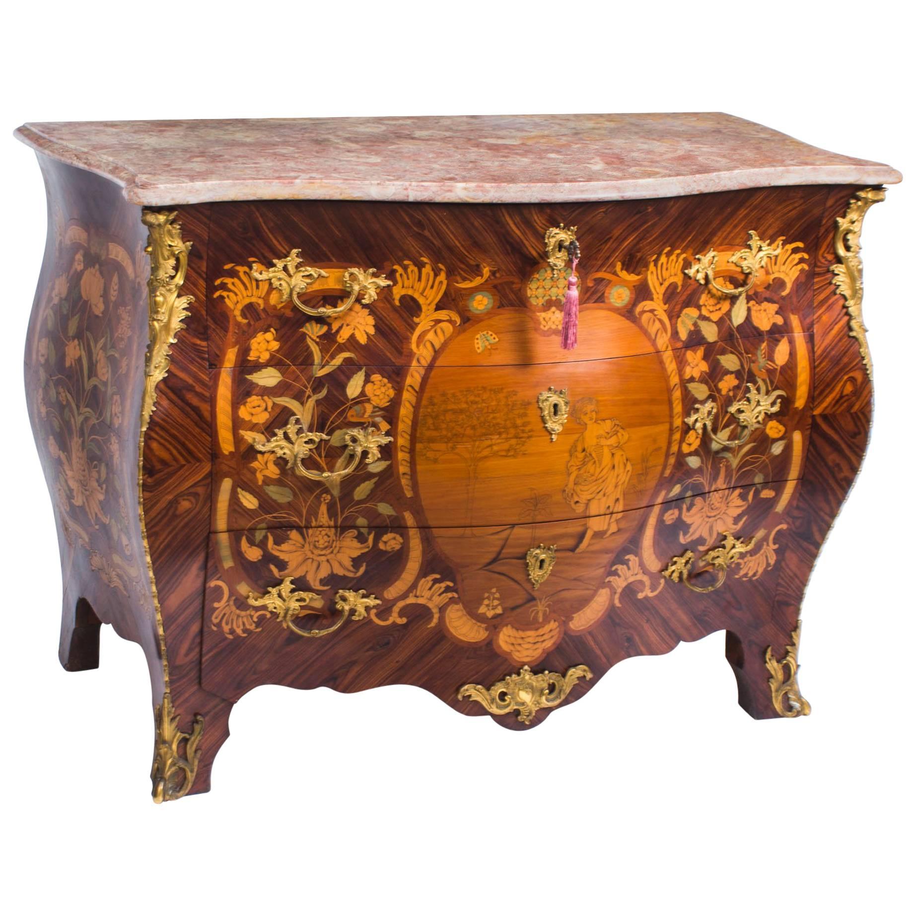 19th Century French Goncalo Alves Marquetry Commode Chest