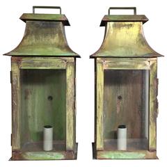 Pair of Small Brass Wall Lanterns