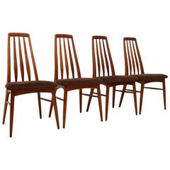 Four Danish Teak Retro Dining Chairs by Niels Koefoed