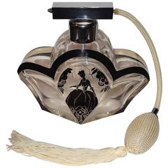 Huge 1930s Art Deco Atomizer Perfume Glass Bottle 4