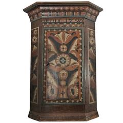 18th Century Swedish Wall Corner Cabinet, Original Painting 1