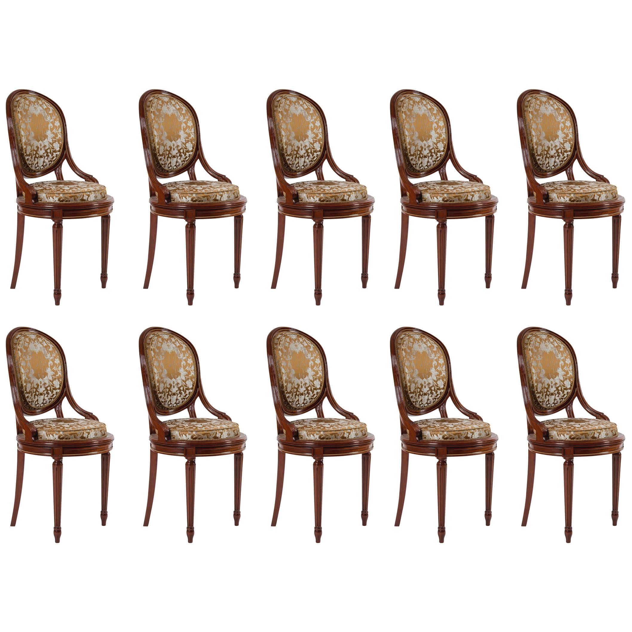 Exceptional Set of Ten Chairs in Mahogany