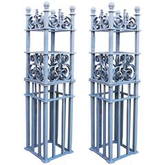 Pair of Wrought Iron Gate Piers or Posts, circa 1854