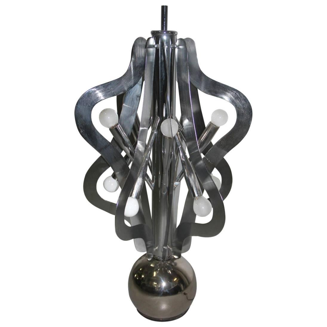Lamp Floor Sculpture Design 1970s Italian Design Steel  For Sale