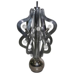 Lámpara Suelo Escultura Diseño Años 70 Diseño Italiano Acero 