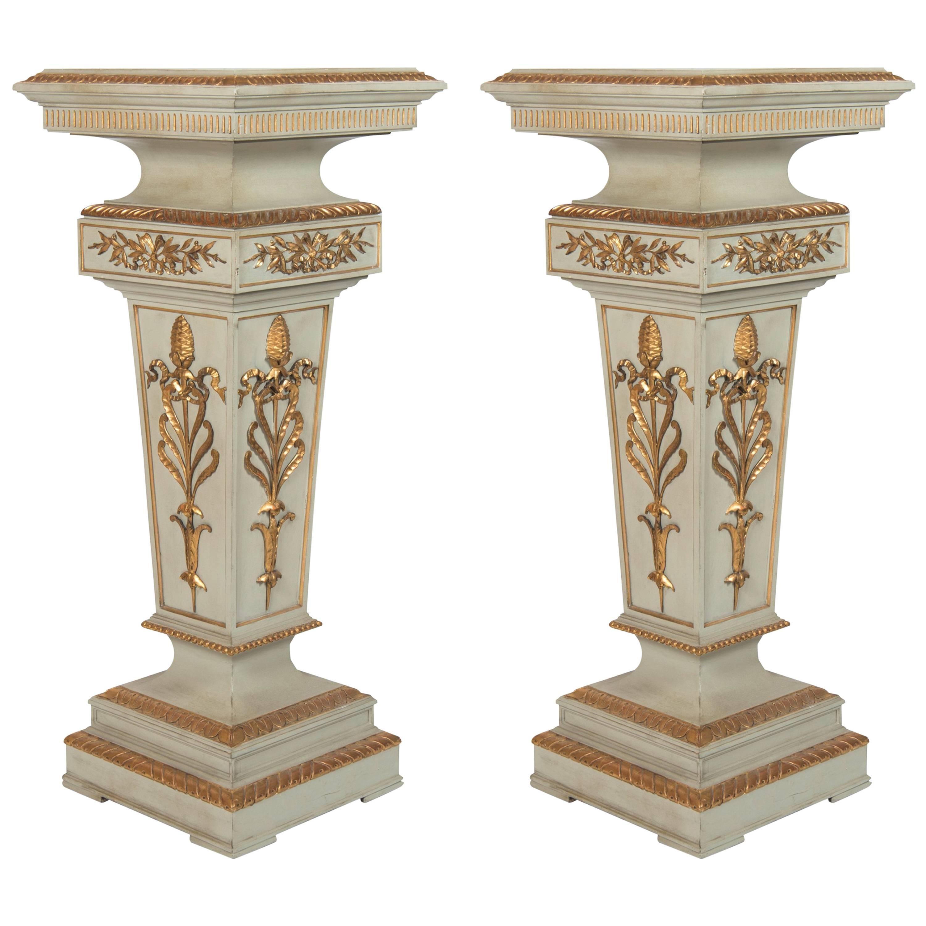 Pair of Painted Wood Steles For Sale