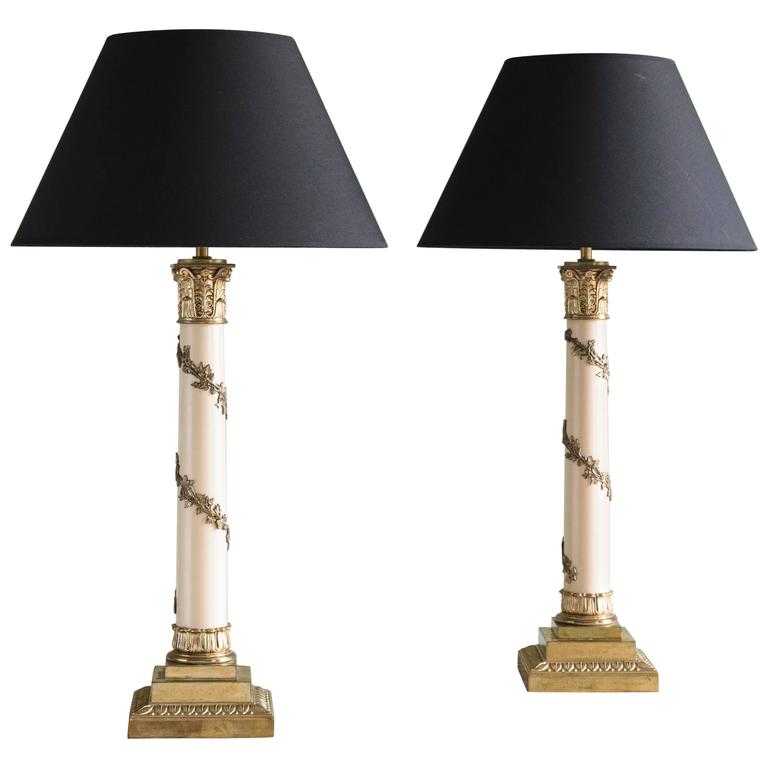 Pair Of Corinthian Column Table Lamps For At 1stdibs Pair Of Corinthian Column Table Lamps For