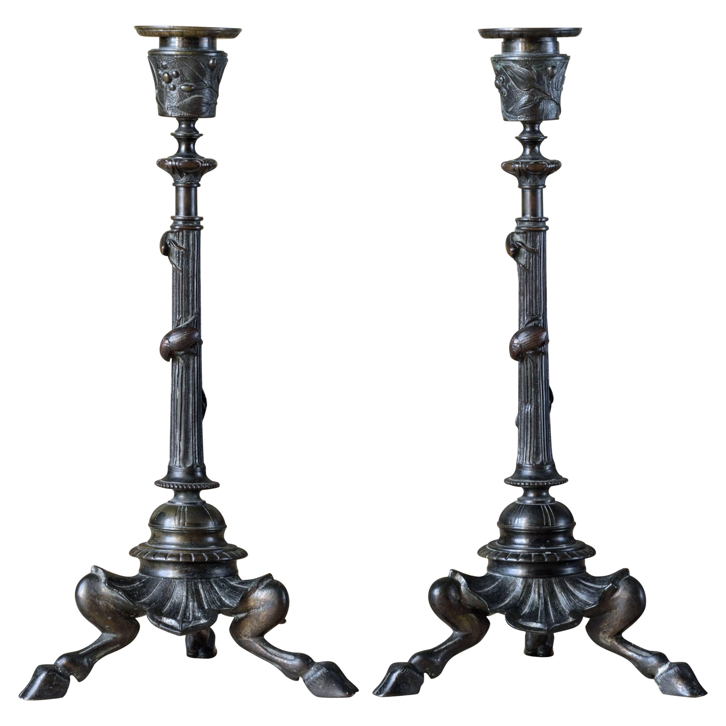 French Bronze Candlesticks