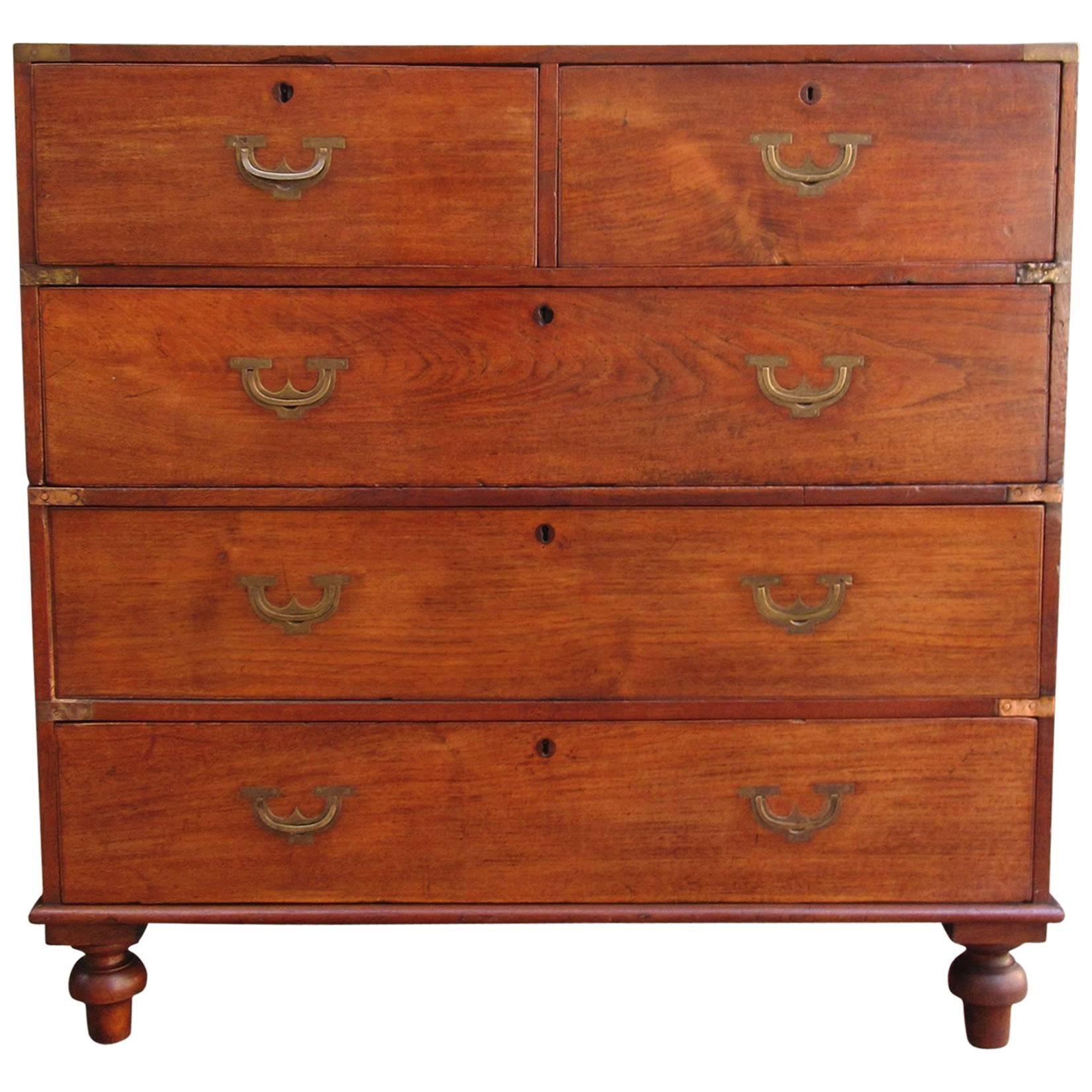19th Century English Campaign Mahogany Chest of Drawers