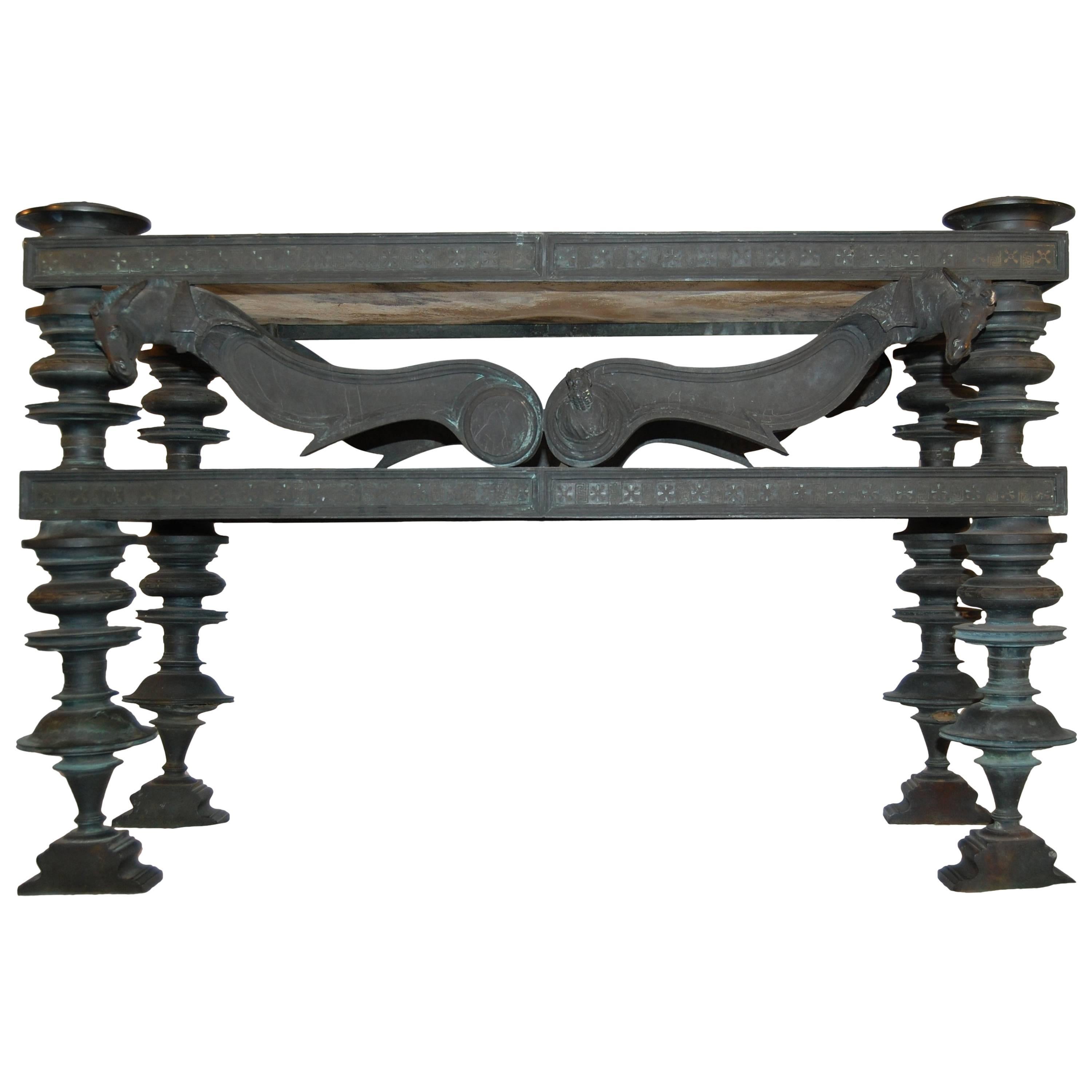 19th Century Bronze and Marble 'Seat of Honor' Table by Sabatino de Angelis For Sale