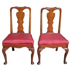 Pair of American Burl Walnut Queen Anne Side Chairs, Pa. Circa 1740 9
