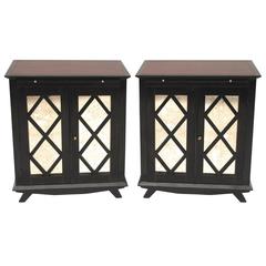 Pair of black lacquered oak sideboards, circa 1950 1