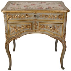 Louis XV French Dressing Table with Three Drawers in Original French Gray Paint 6