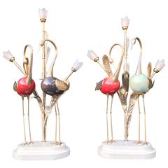 1970s Stunning Pair of Metal Crane Table or Floor Lamps by Antonio Pavia 3