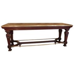 Mahogany and Brass Longue Atmosphere Centre Bistro Table