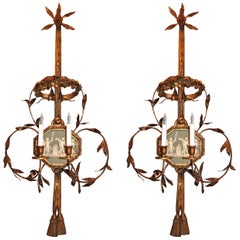 Pair of 19th Century English Wall Sconces with Wedgewood Bisque Plaques