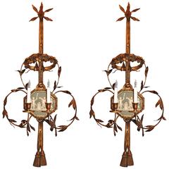 Pair of 19th Century English Wall Sconces with Wedgewood Bisque Plaques