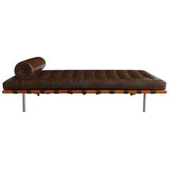 Brown Leather and Rosewood Daybed by Mies van der Rohe for Knoll